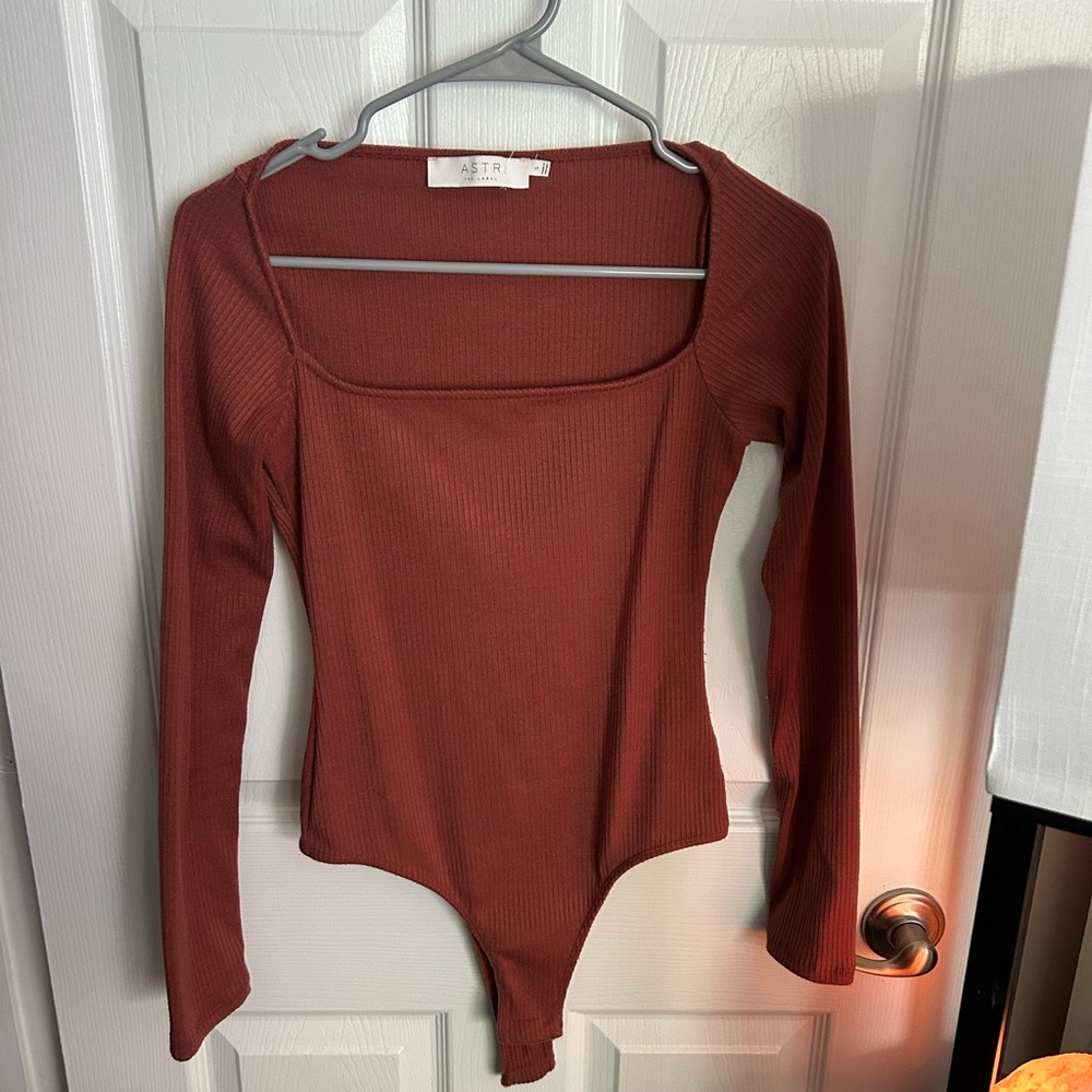 Astr Pink Long Sleeve Bodysuit Size S